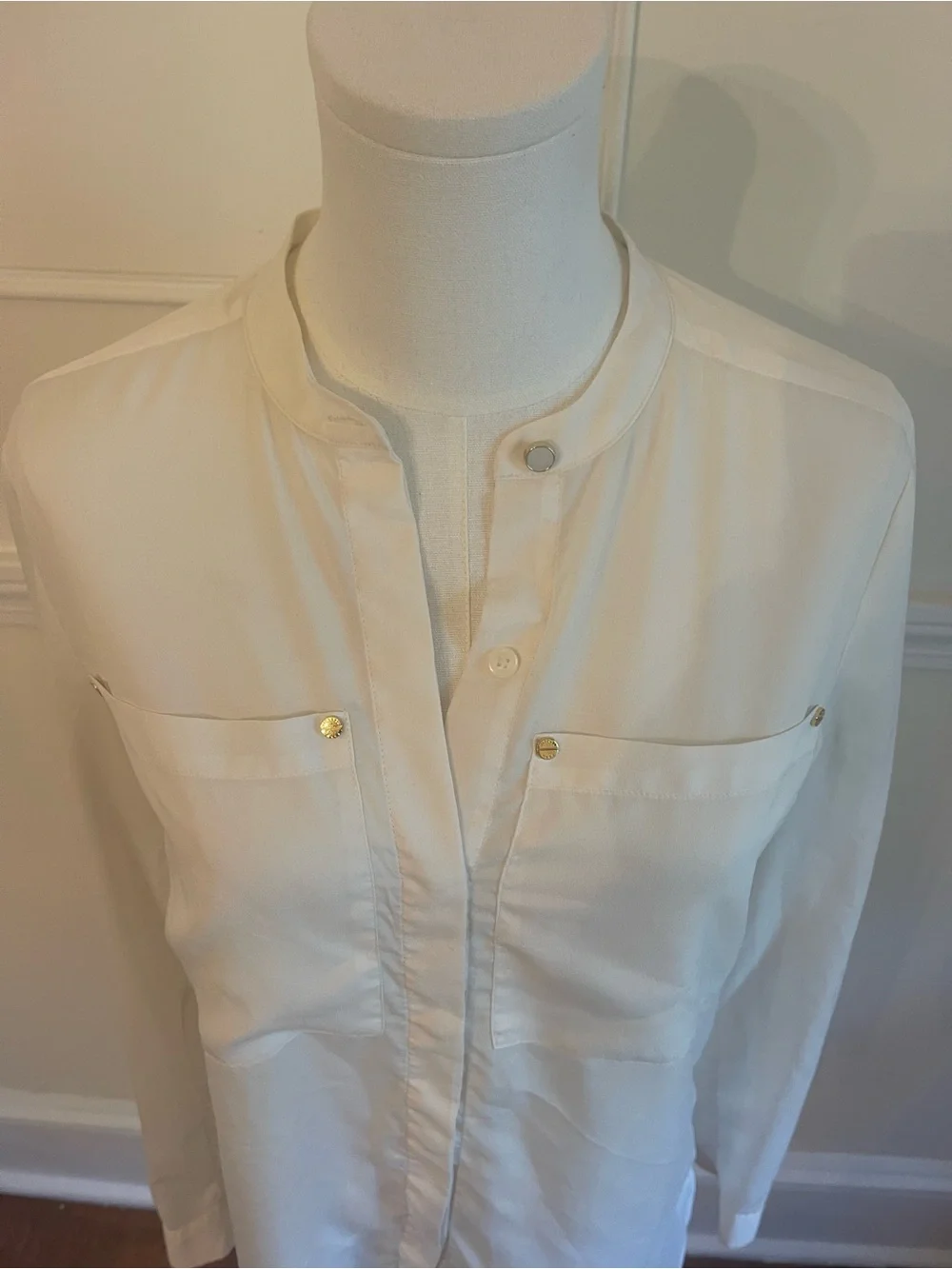 Michael Kors Cream Long-Sleeve Button-Down Shirt